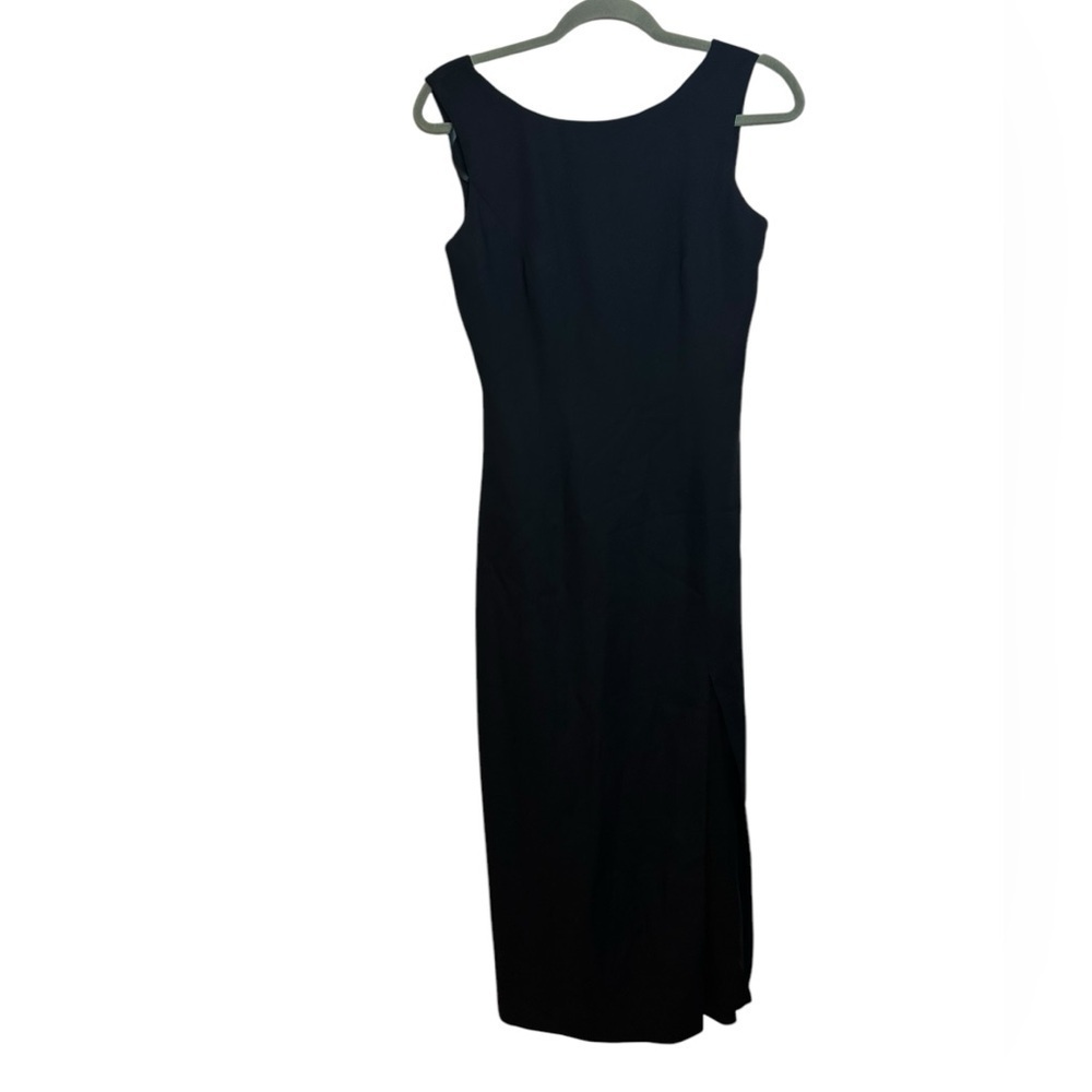 Donna Ricco Vintage Classic Black Tie Back Formal Midi Dress